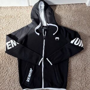 Venum Black Zip-Up Hoodie with White Accents